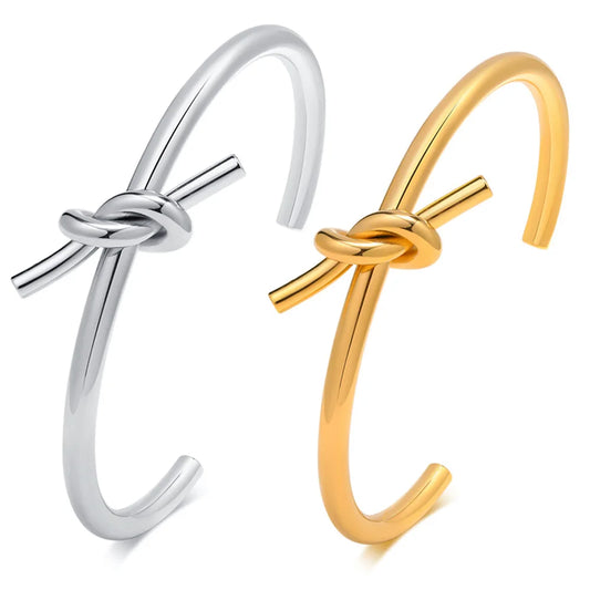 Open Knot Bracelets, Stainless Steel Cuff Bangle for Women, Minimalist Wrist Jewelry Gift