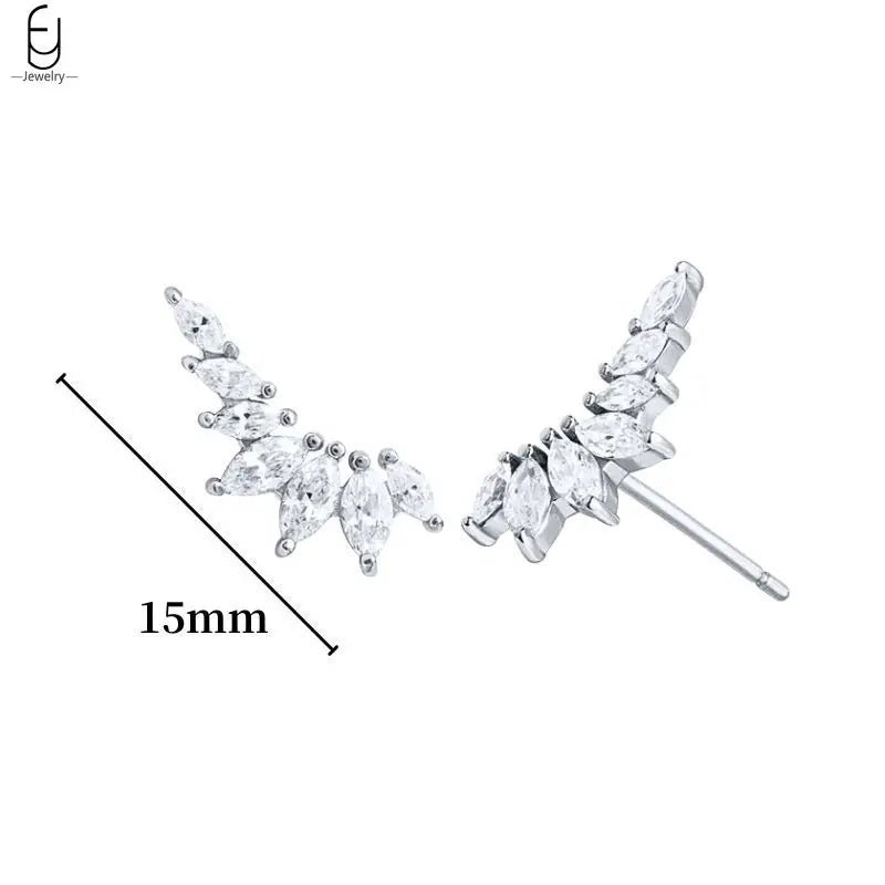 Hemasa 925 Sterling Silver Ear Buckles Fashion Hoop Earrings /White Crystal Luxury Women's Earrings Wedding Women's Jewelry Premium Gift