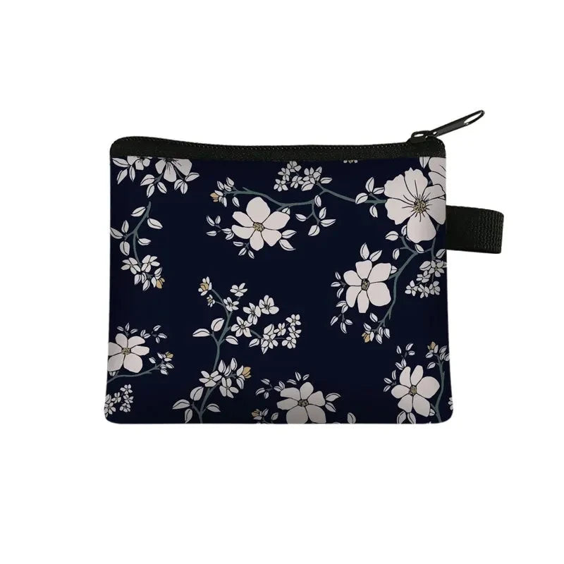 Tejesa Floral Print Cosmetic Bag Girl Women Sanitary Napkin Storage Organizer Bag Coin Card Money Eearphone Lipstick Holder Pouch