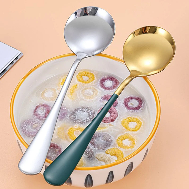 Stainless Steel Soup Spoons Korea Home Kitchen Ladle Capacity Gold Silver Mirror Polished Flatware For Coffee Tableware