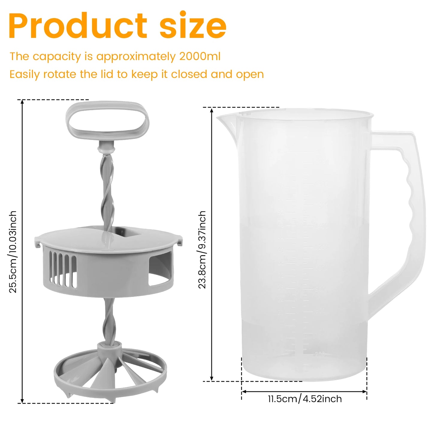 Tejesa 2L Water Kettle Mixing Pitcher Summer Juice Mixing Container Wide Mouth Pitcher Fridge DIY Beverage for Tea Milk Juice Drink Cup