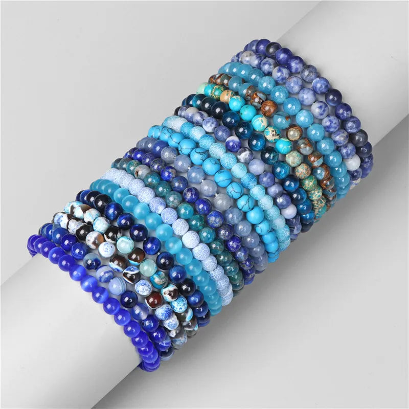 Hemasa 6mm Natural Stone Beads Bracelet /Blue Tiger Eye/ lapis lazuli Beads Bracelet