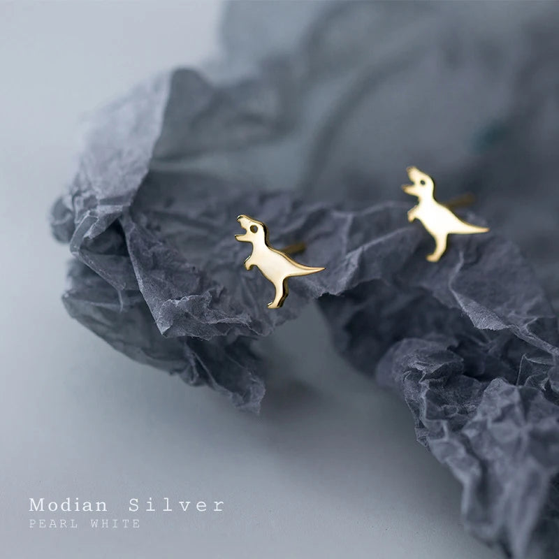 Modian Simple Fashion Gold Color Dinosaur Stud Earrings For Women 2020 Tiny 100% 925 Sterling Silver Party Female Jewelry