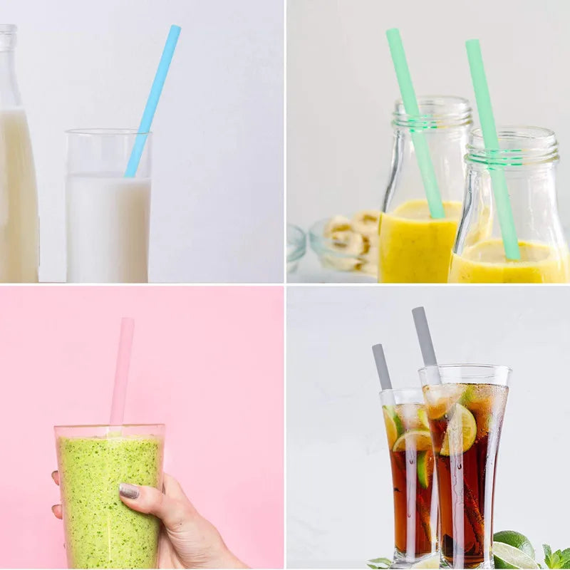 Hemasa 12  Pack Reusable Silicone Drinking Straws For Food with Cleaning Brush for 20 or 30oz Tumblers Juices