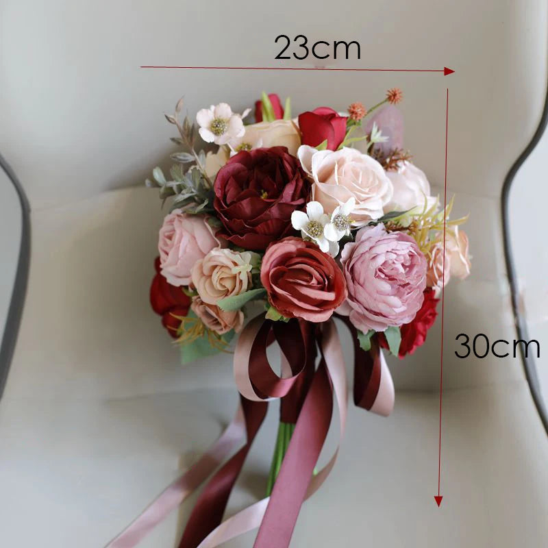 YeeNanee Wedding Bouquets for Bride White Blue Artificial Rose Flowers Bridal Bouquet Rustic Wedding Ceremony Anniversary Decor