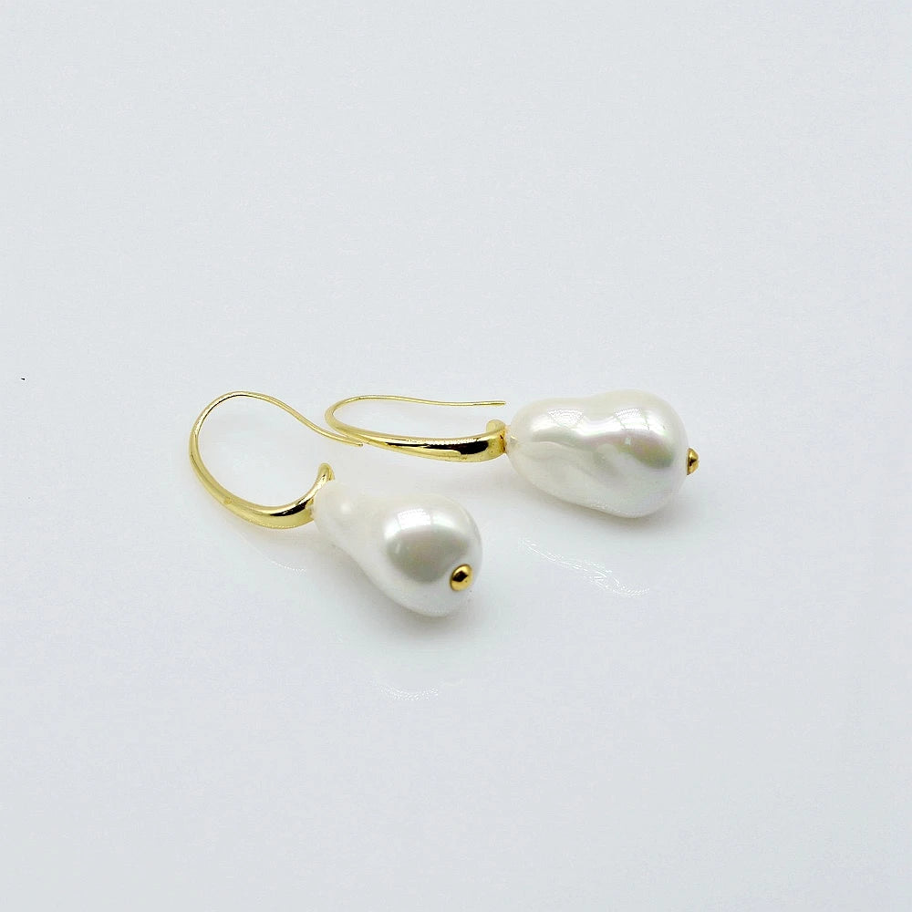 Hemasa Women's Earrings White Baroque Shell Imitation Pearl Pendant Jewelry Fashion Gift