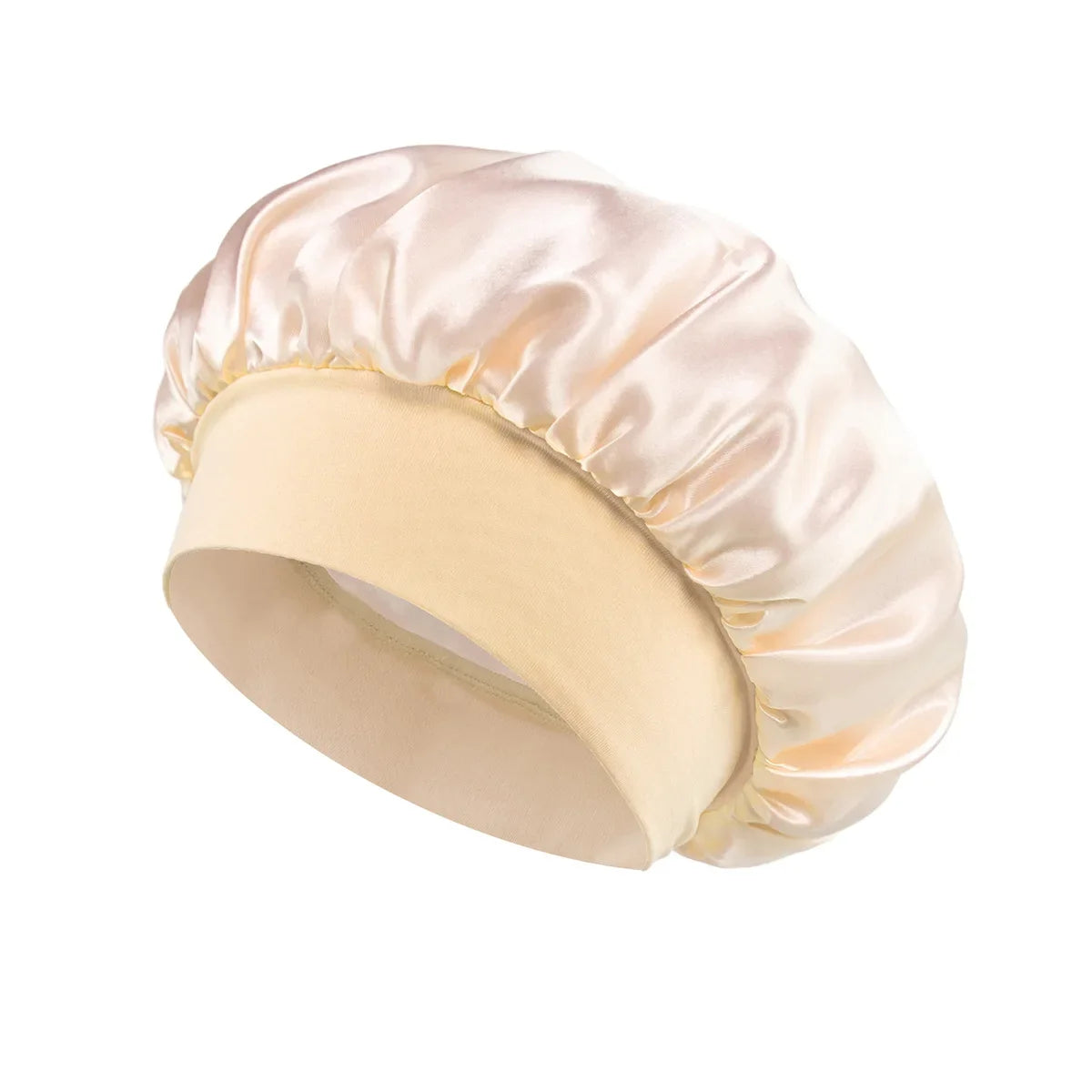 Hemasa Women Satin Bonnet Hair Bonnet for Sleeping Hair Care Silk Bonnets Solid Wide-brimmed Sleeping Hat with Elastic Soft Band