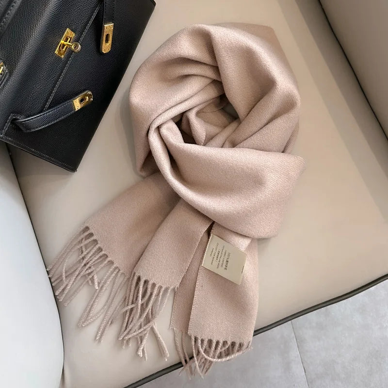 China Red Pure Wool Scarf Women's Autumn and Winter Warm Mother Scarf Light Luxury High-end Fringed Shawl