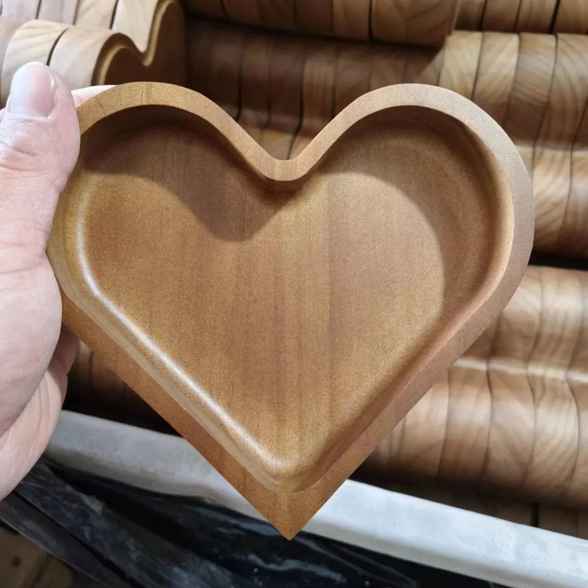 Tejesa Tableware Solid Wood Food Tray Love Heart Shape Dessert Plate Japanese-style Wooden Snack Fruit Tea Saucer Pallet Bread Board