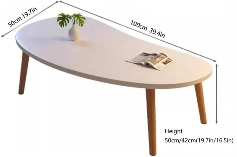Formwell 120*50cm top Mango-Shaped Oval Coffee Table Sofa Table Accent Table for Living Room easy assembling