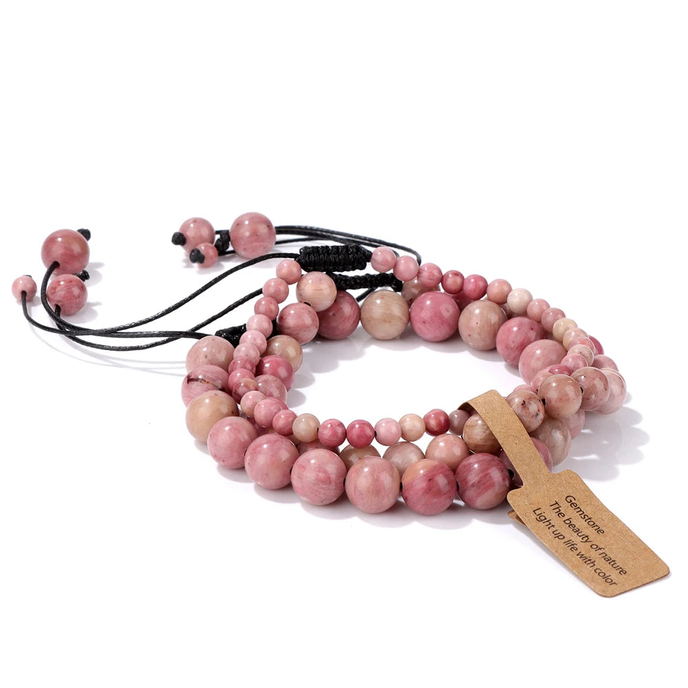 Tejesa  3pcs  Amazonite Bracelets for Women Men 4/6/8mm Beads Braided Bracelet Handmade Adjustable Wristbands Jewelry