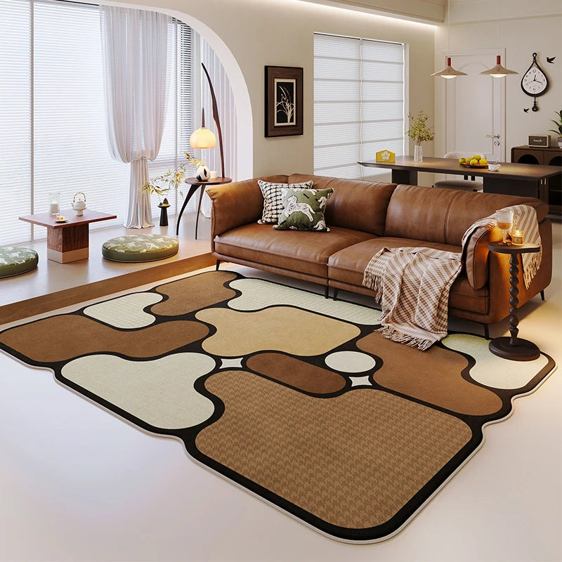 Living Room Large Area Light Luxury High End Building Block Carpet Fluffy Soft Bedroom Carpets Rainbow Square Thickened Rug 러그