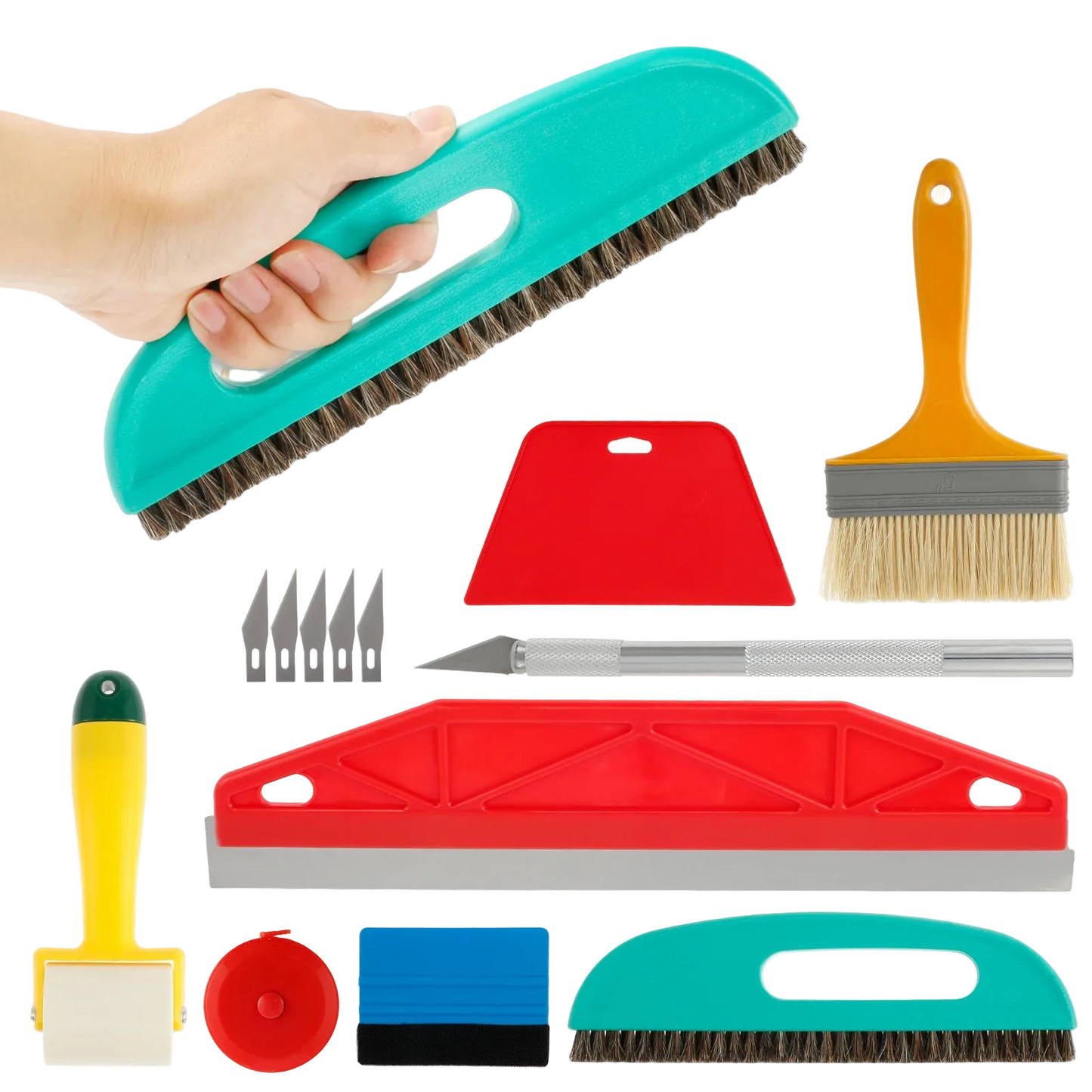 Tejesa 13/7pc Wallpaper Smoothing Tool Kit Applying Wallpaper Scraper Tint Film Installation Carving Gadget for Peel Sticke Wallpaper