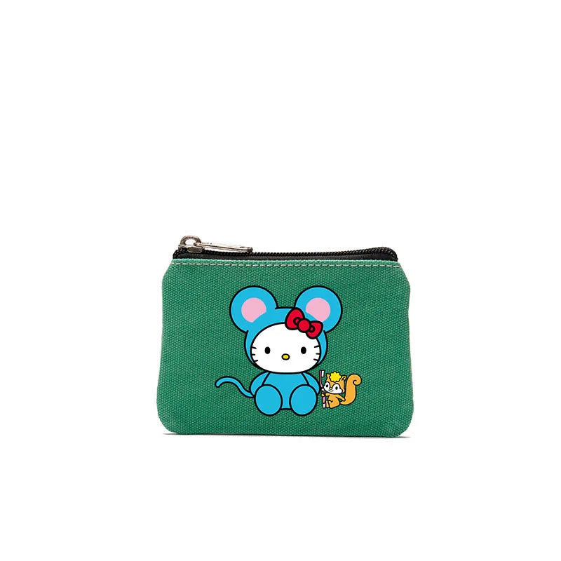 Cartoon Hellos Kittys Coin Purse Canvas Bag Card Bag Simple Fabric Coin Small Bag Cotton Storage Bags for Children's Gifts