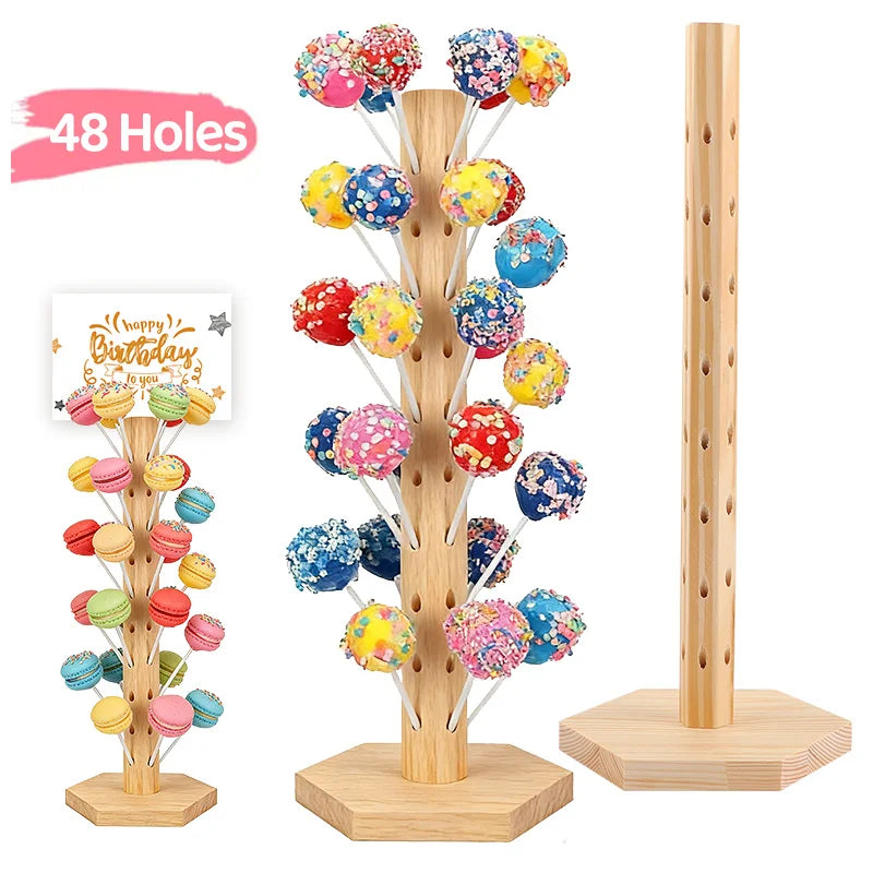 Wooden Cake Pop Stand Lollipop Candy Dessert Display Holder for Wedding Birthday Party Table Centerpieces Decoration Baby Shower