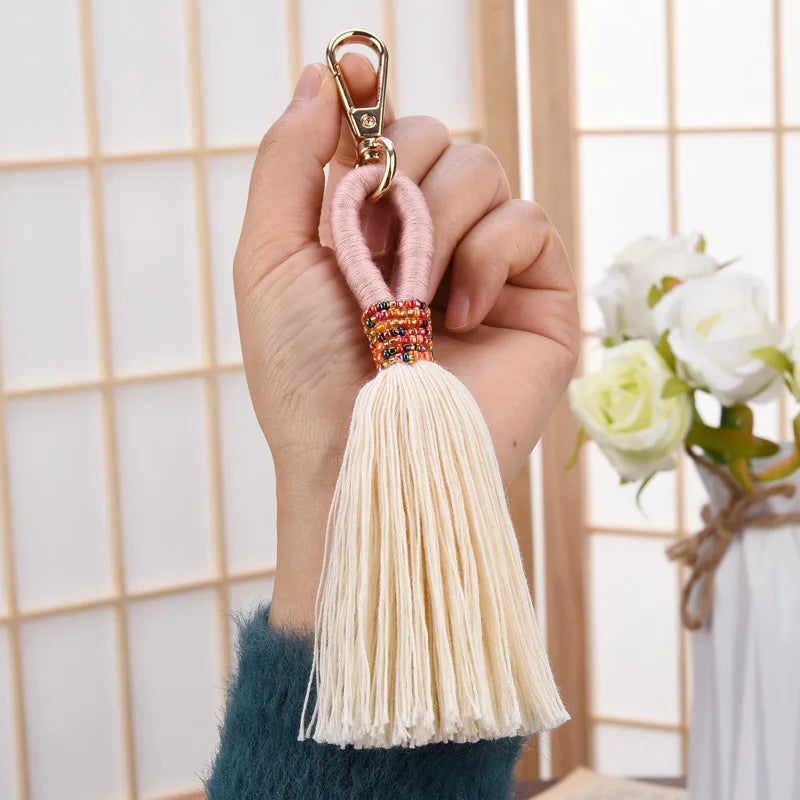 Hemasa   Hand Woven Key Chain Millet Bead Accessories Tassel Key Chain Bag Pendant Accessories Jewelry Dropshipping