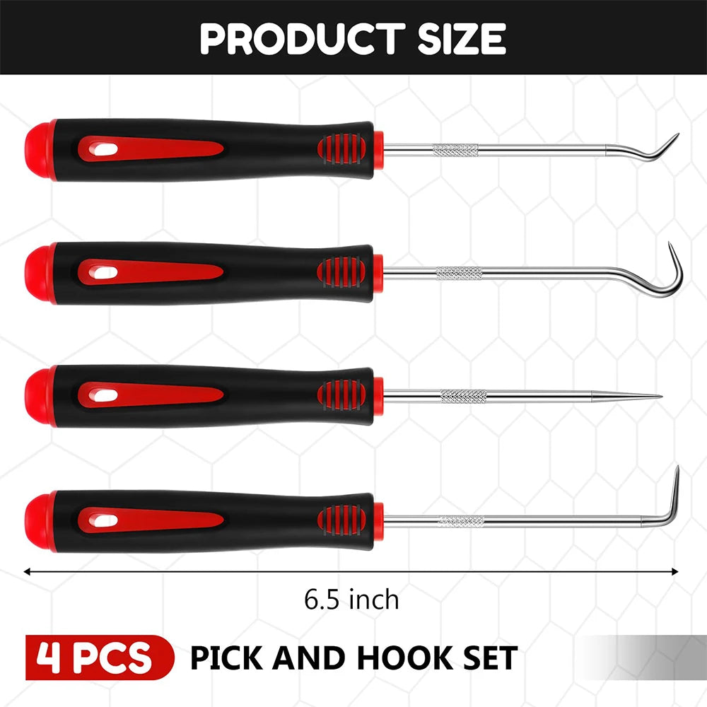 Tejesa 4 in 1 Car Auto Vehicle Oil Seal Screwdrivers Set O-Ring Seal Gasket Puller Remover Pick Hooks Tools Sealing Repair Tools