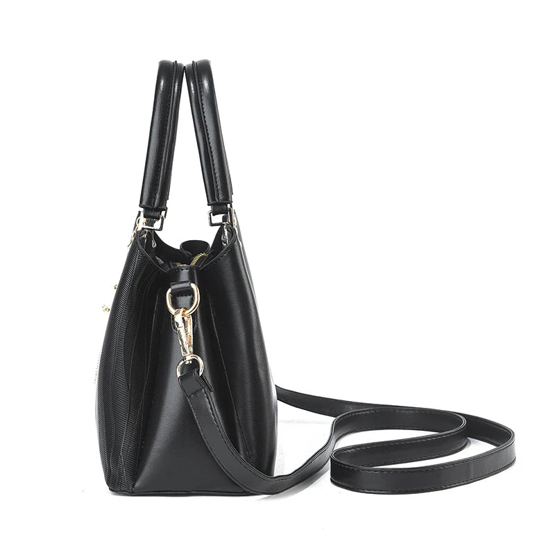 Hemasa  Stripes PU Leather Crossbody Bag / Top Handle Satchel Purse /handbag