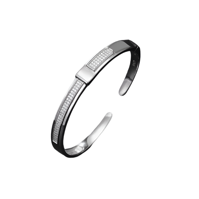 Hemasa Real Moissanite Cuff Bracelet For Men Women 925 Sterling Silver Diamond Open Bangle
