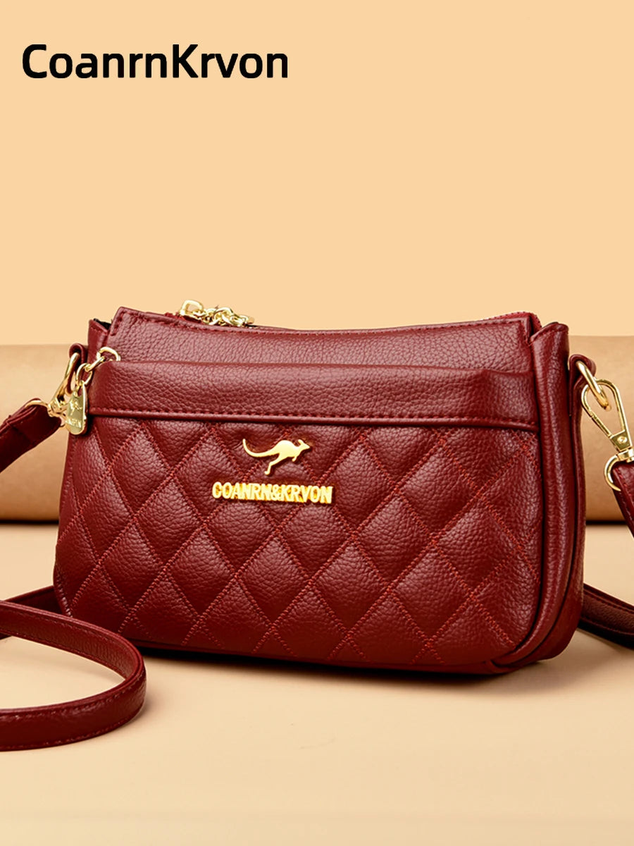 Hemasa Leather Handbag  Zipper Storage Small Bag Multifunctional Underarm Bag Small Square Bag Women