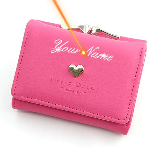 2024 New Short Women Wallets Cute Coin Pocket Card Holder Small Female Purse Kpop Photo Holder Name Engraved Wallet For Girls