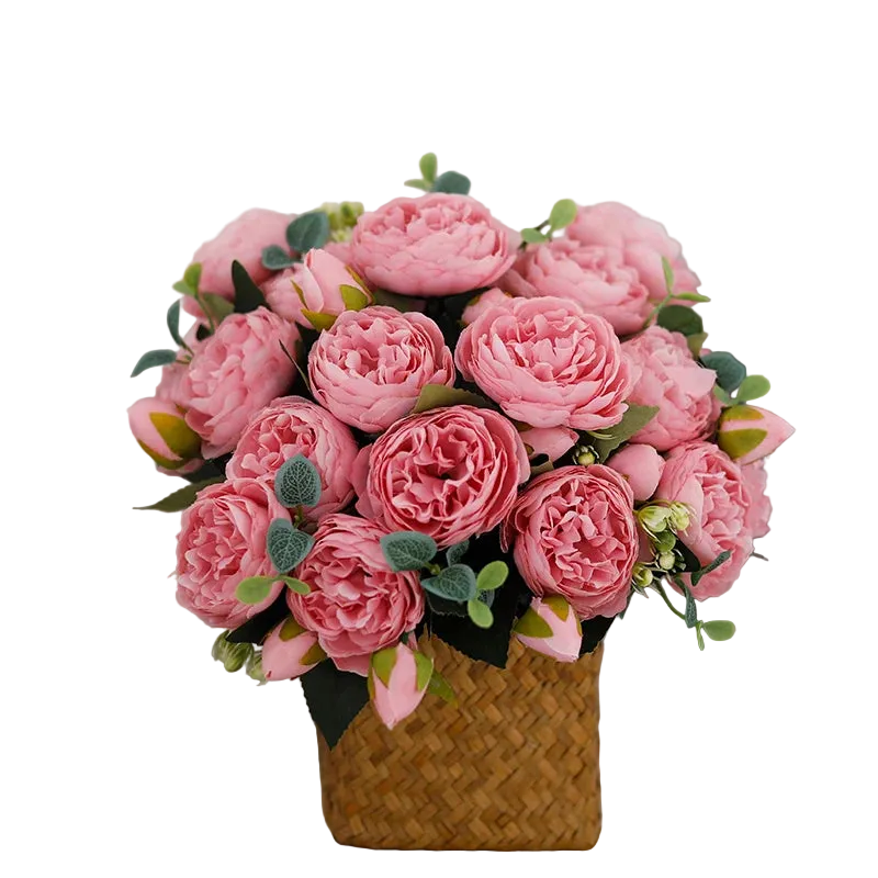 Tejesa 3 Pcs  Peony Artificial Flower Exquisite Wedding Bridal Party Bouquets Home Vase Accessories Fake Christmas Table Garden Backdrop Decor