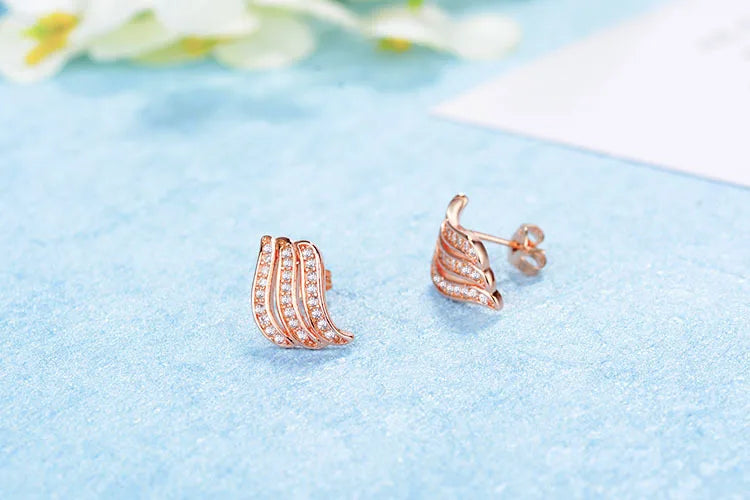 925 Sterling Silver Hollow Earrings Luxury Feather Fairy Wings Stud Earrings For Women Fine Jewelry Free Shipping