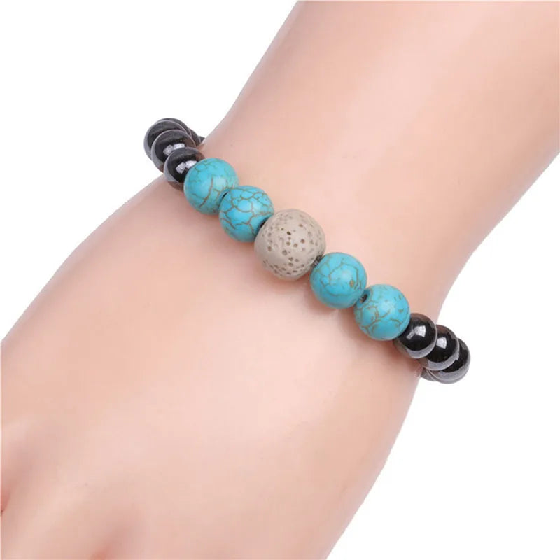 1PC Magnet Healing Beaded Lava Stone Weight Loss Bracelets Therapy Health Care