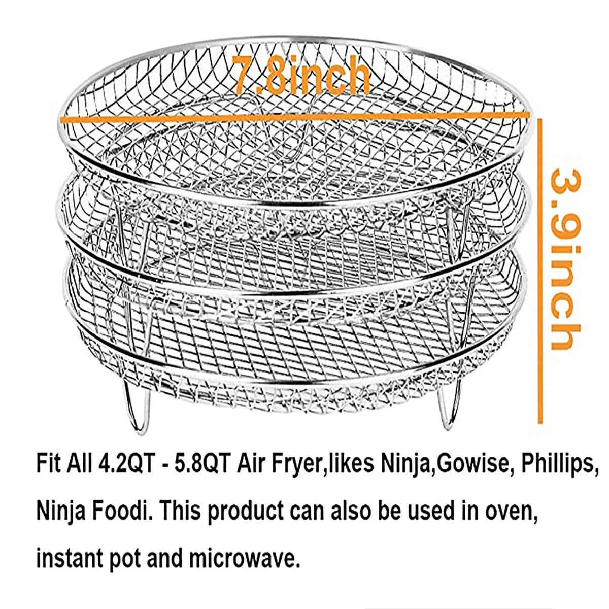Air Fryer Rack Stainless Steel Steaming Racks Tray Air Fryer Accessories Baking Pan BBQ Gril Roasting Rack Cooking Kitchen Tools
