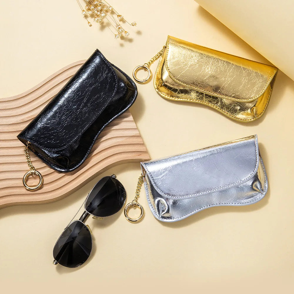 Tejesa Portable Leather Eye Glasses Cases for Women & Men Sunglass Case Unisex Travel Eyeglass Case with Hanging Hook