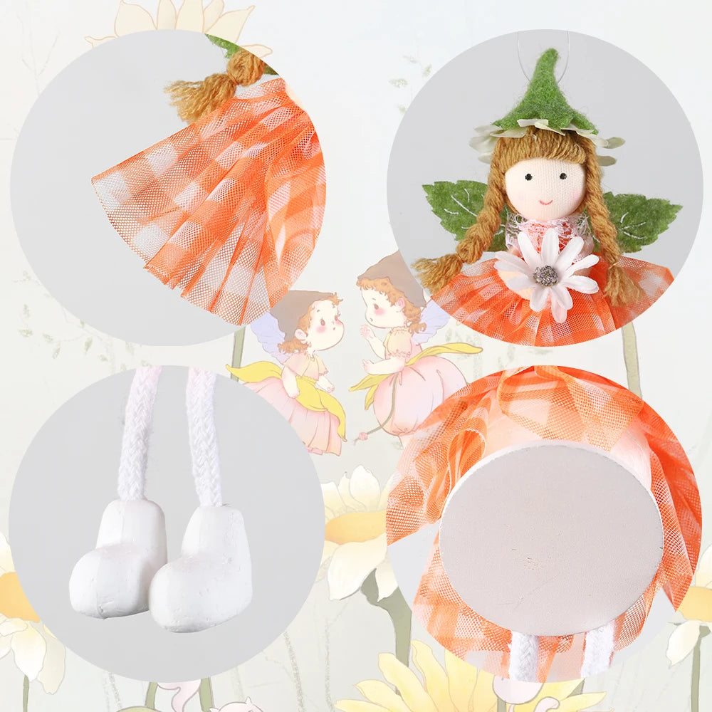Spring Fairy Elf Hanging Ornaments Gauze Puffy Skirt Easter Flower Fairy Angel Doll Pendants Gifts For Kids Home Easter Decor