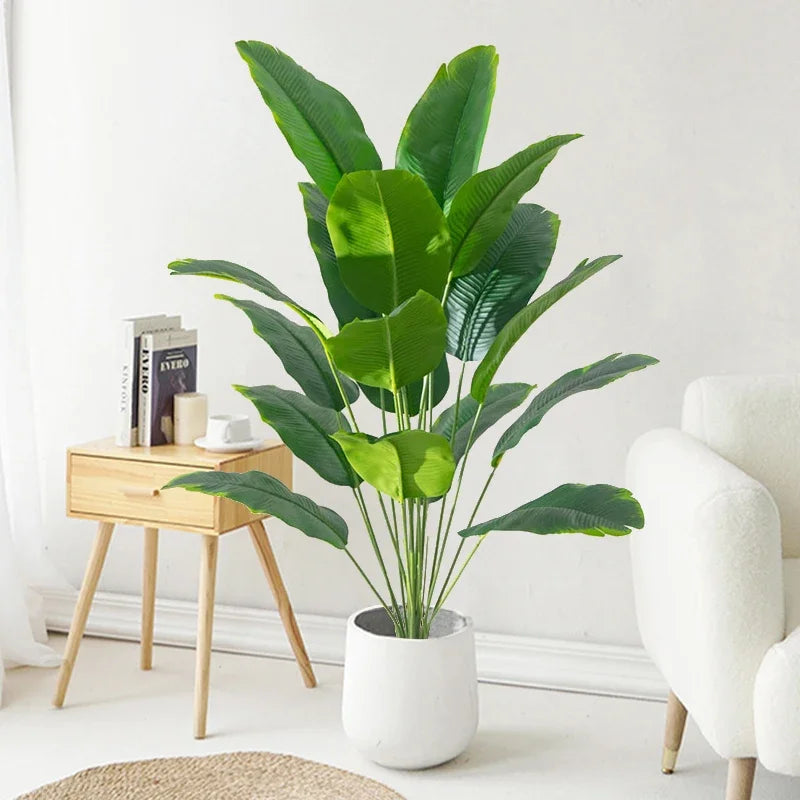 Tejesa  Artificial Plants Large Tropical Palm Tree Fake Banana Plants Leaves/ Real Touch Plastic Monstera For Home Garden Party Decor