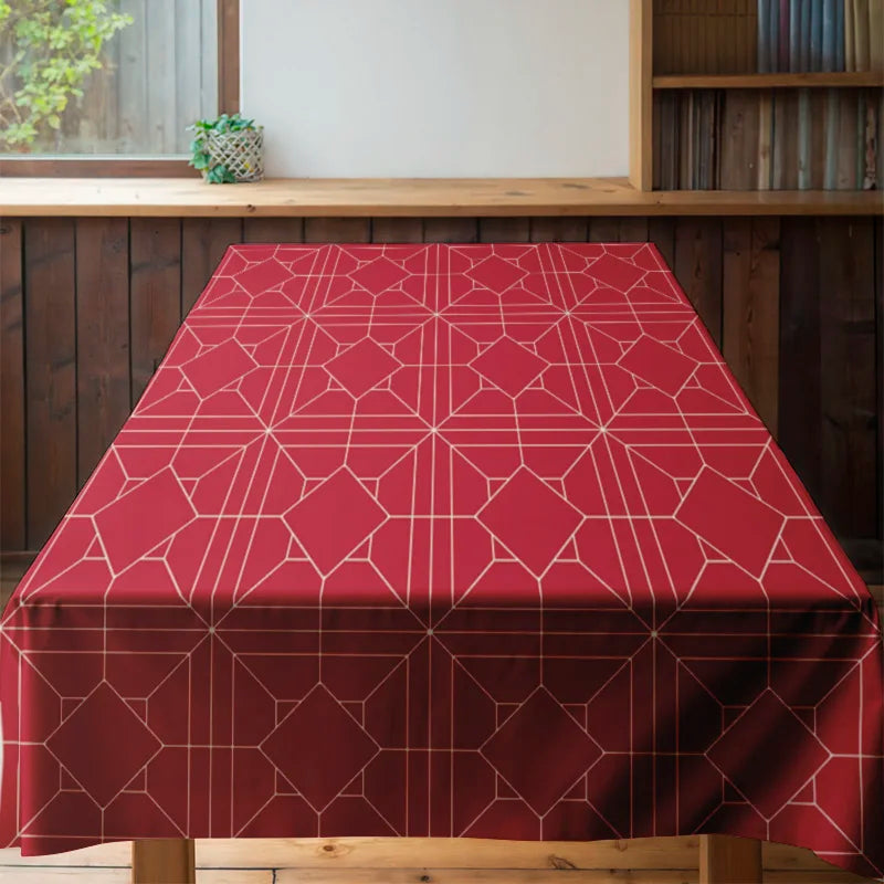 Tejesa Red Spider Web Printed Tablecloth with White Lines for Home/ Dining Decorations in Size 60x120cm Modern Kitchen Linen from Home G