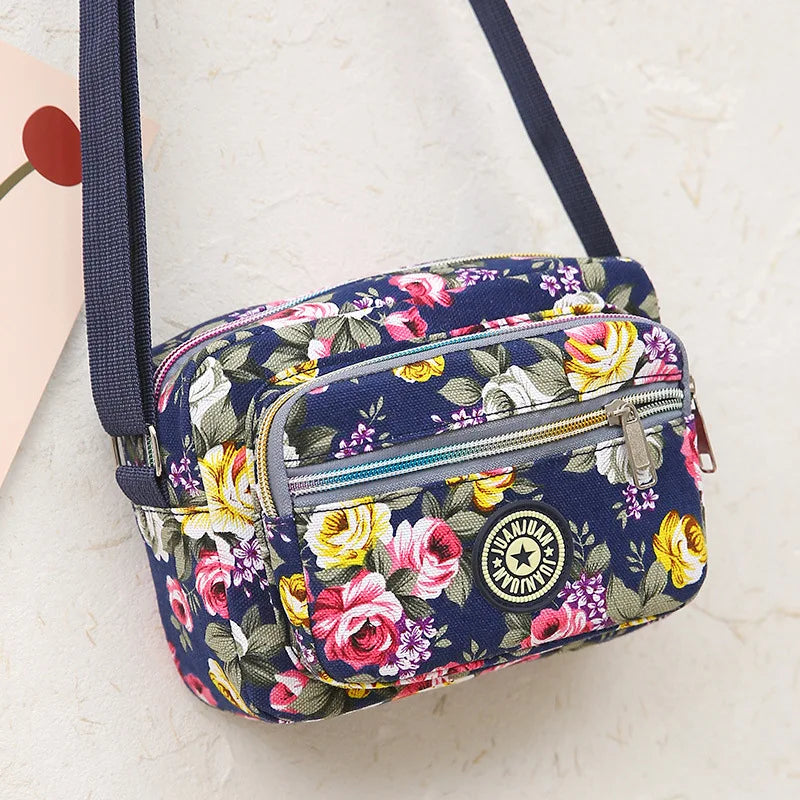 Tejesa Mini Canvas Crossbody Bag for Women Fashionable Small Handbag Soft Polyester Lining Zipper Closure Everyday Use Crossbody Bag