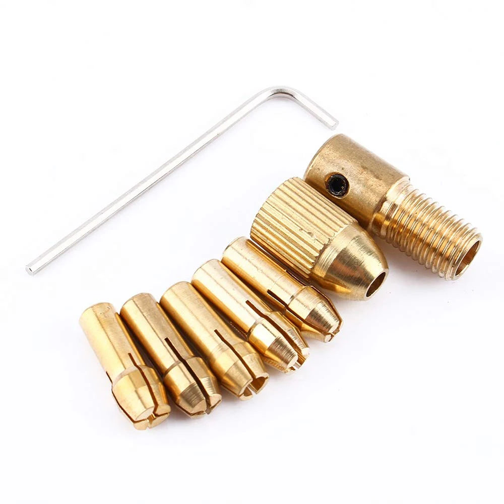 7 in 1 2.35/3.17/4.05/5.05mm Mini Drill Chucks Adapter Small Electric Drill Bit Collector Micro Twist Chuck Tool Kit Woodworking