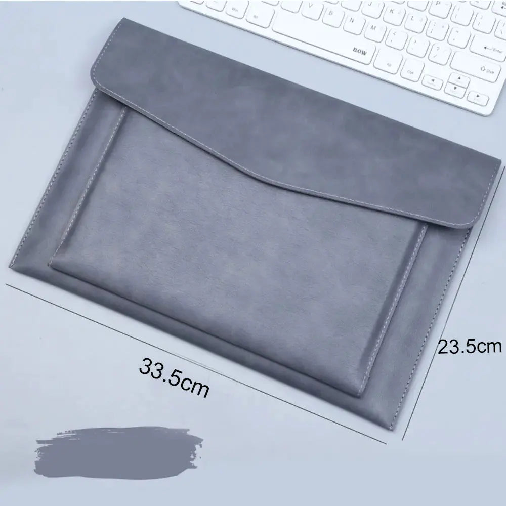 A4 Leather File Folder Large Capacity Document Bag Business Briefcase Magnetic Button Waterproof Laptop Cases Office Organizer