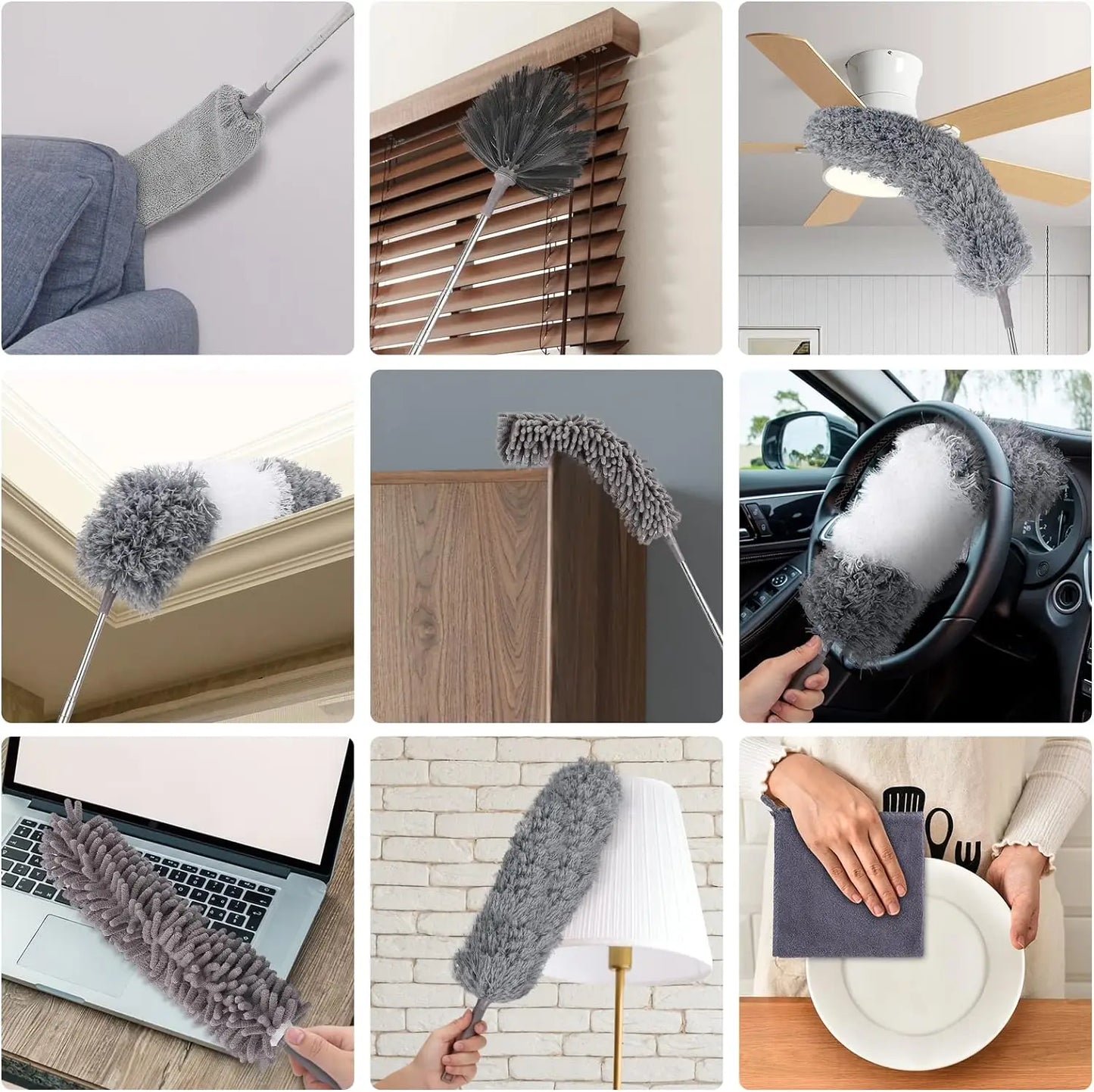 UNTIOR Duster Brush Microfiber Duster Extendable Gap Dust Tools Retractable Car Cleaning Brush Household Ceiling Cleaning Tools