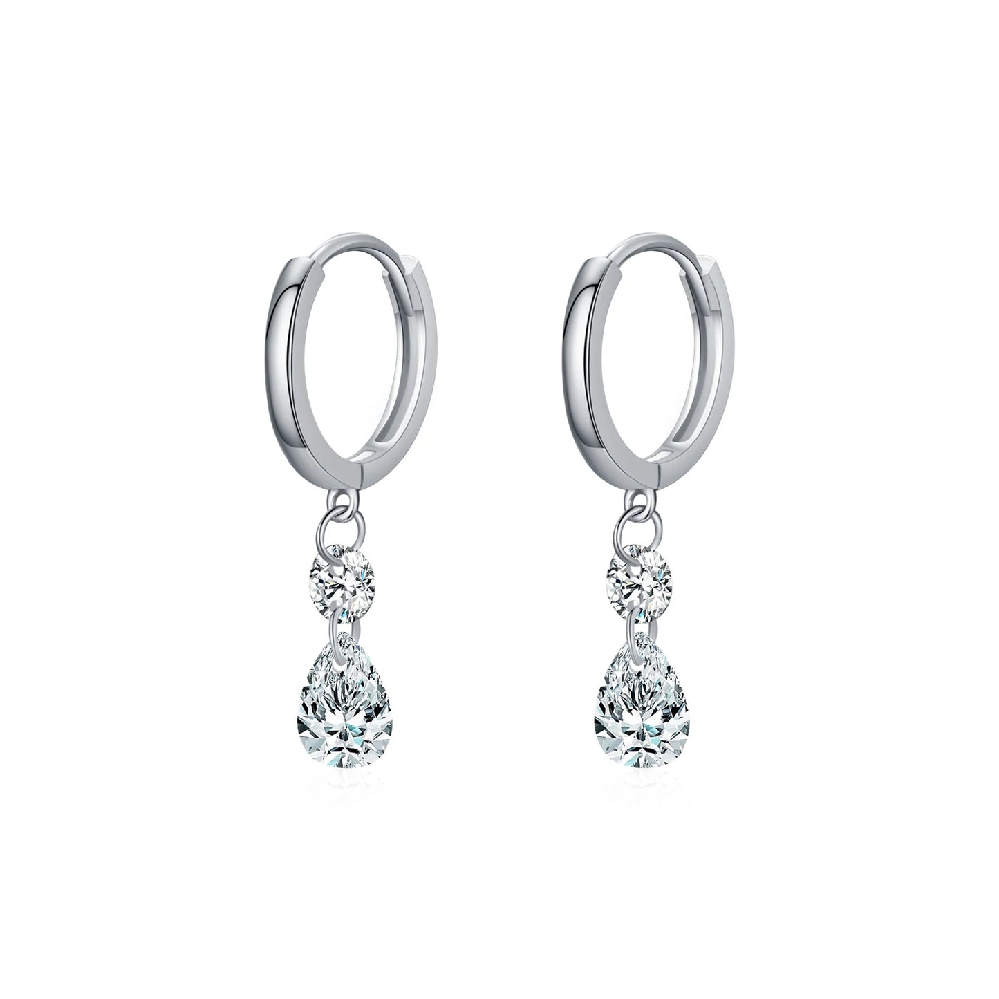 MODIAN 925 Sterling Silver Sparkling Swing Water Drop CZ Hoop Earrings Classic Wedding Earrings Buckle For Women Jewelry Gifts