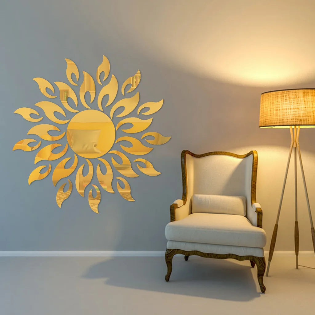 Hemasa Mirror Sun  Flower room decor Art Removable Wall Sticker