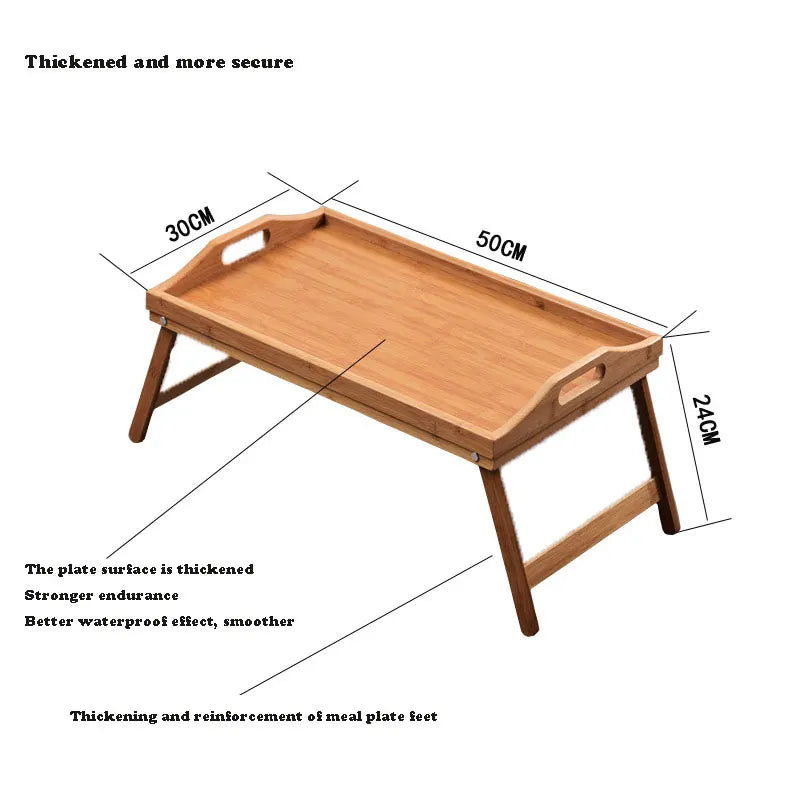 Bamboo Portable Folding Lazy Table with Handle for Laptop Bed Studying and Reading Sundries Tray Coffee Breakfast Tray Table