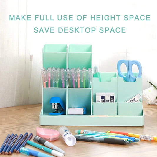 Bview Art 1PC Multi-functional Oblique Insert Pen Holder Student Desktop Combination Pen Bucket Storage Box for School Supplies