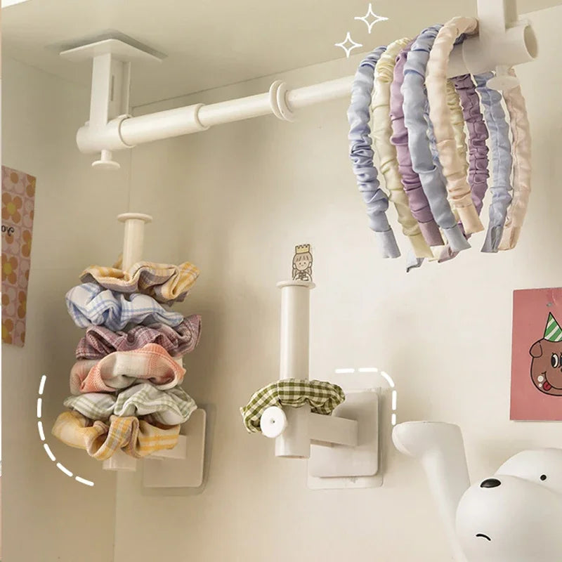 Scalable Wall Hair Rope Holder Rack Multi-purpose Jewelry Necklace Bracelet Organizer Stand Wall Key Cloth Bag Hanger Hook
