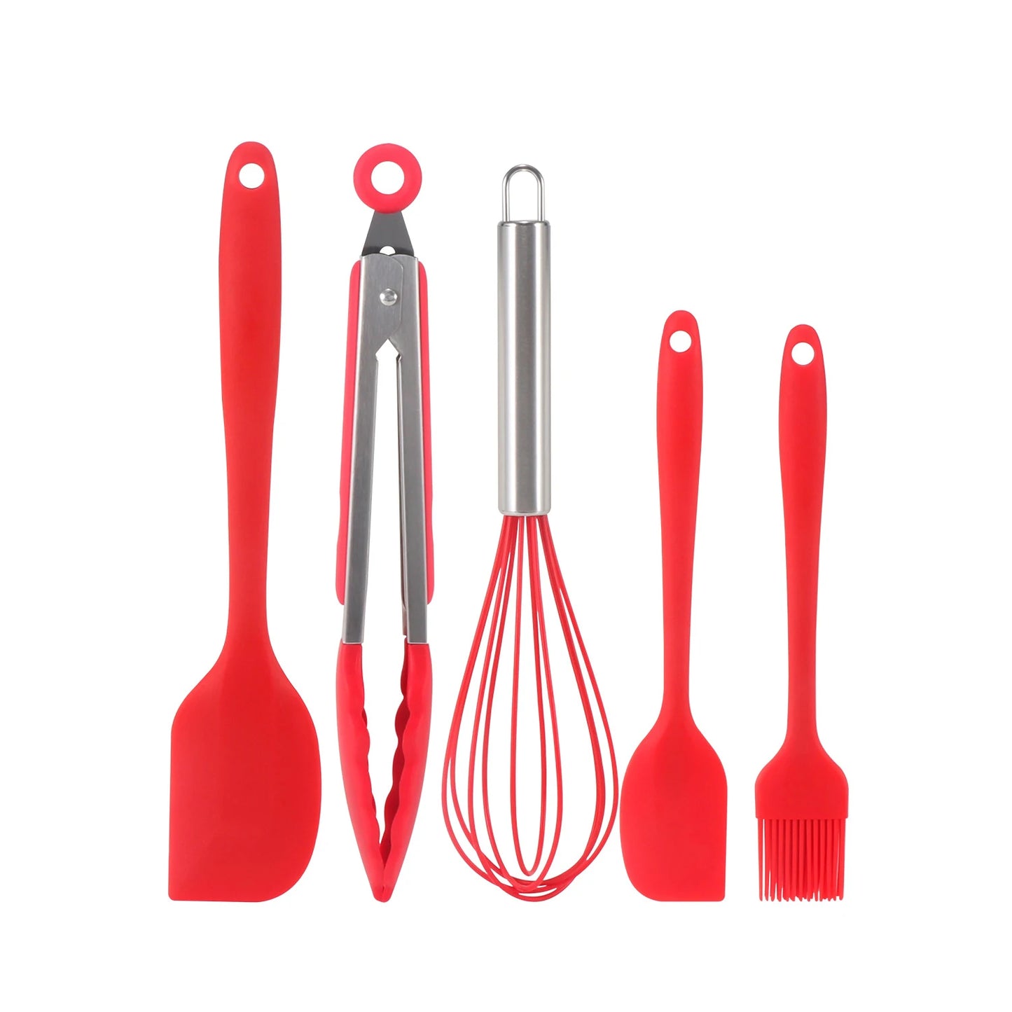 Hemasa 5pcs Food Grade Silicone Baking Utensils Set Spatula Set Non-stick HeatResistant Silicone Cookware Durable Cooking Kitchen Tools
