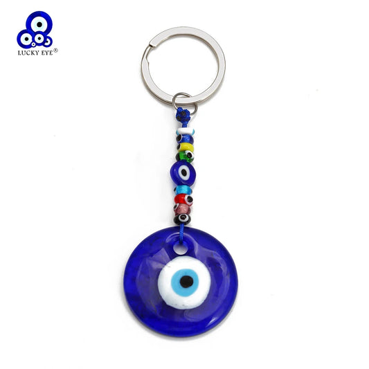 EVIL EYE Glass Round Turkish Evil Eye Keychain Colorful Bead Car keyring for Women Men Jewelry llavero porte clé מחזיק מפתחות