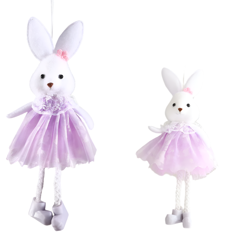 Hemasa Easter Bunny Hanging Ornaments Pastel Purple Green Blue Yellow Skirt Rabbit Doll Figurine Kids Gifts Spring Easter Decorations