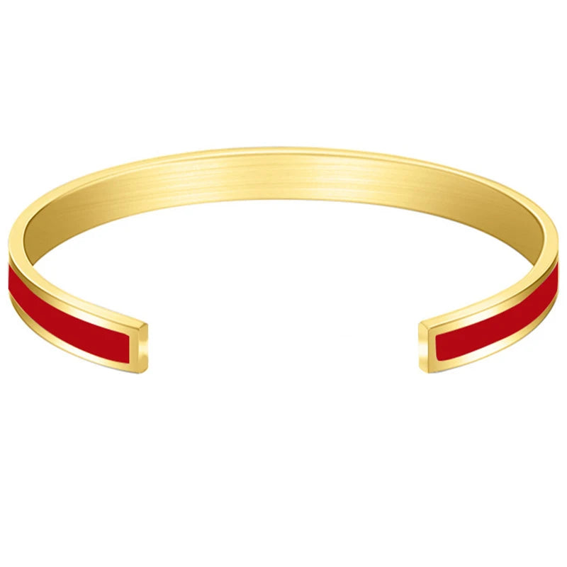 CARLIDANA Trendy Stainless Steel Colorful Drop Oil Gold Color Plated Cuff Bangle for Women Jewelry Party Gift Drop Shipping