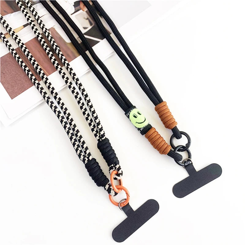 Tejesa 120cm Double Rope Mobile Phone Lanyard /Crossbody Phone Straps Neck Clip Cord Rope Twisted Backable Outdoor Anti-loss Phone Chain