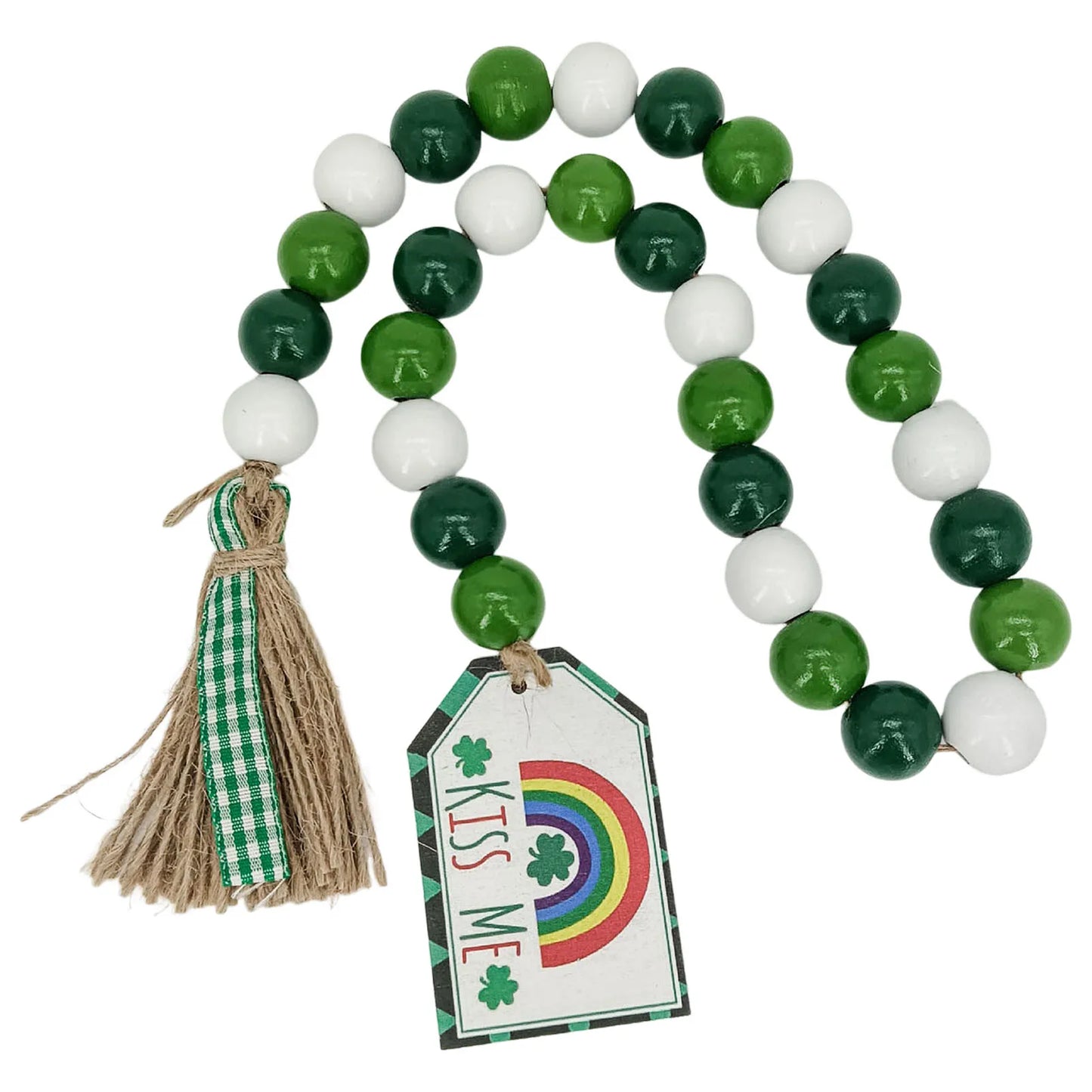 Irish Festival Wooden Bead String Tassel Pendant Wall Suspension Decoration Pendant for St Patrick's Day Tree Table Decor B88