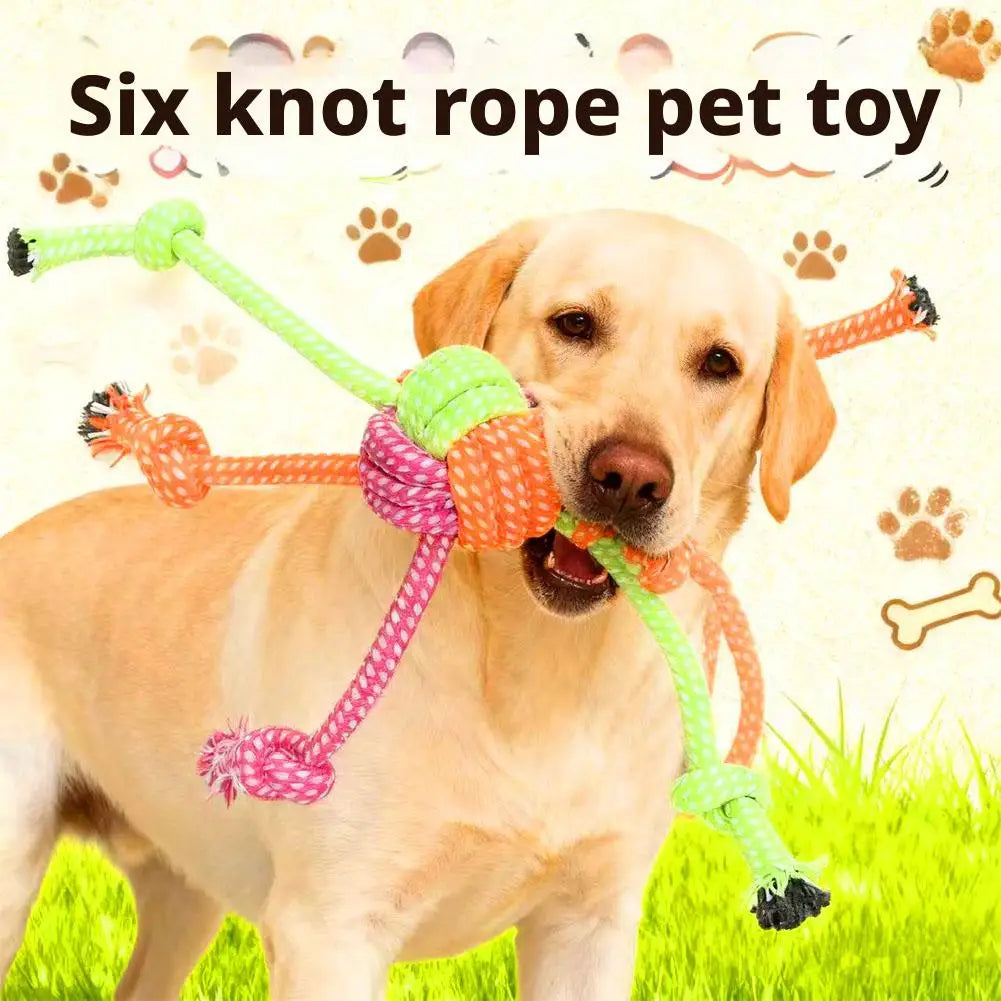 Tejesa Durable Bite-Resistant Interactive Knot Toy for Dogs- Chewable Rope with Green&Orange Fringes,Playful Design, Dog Toys