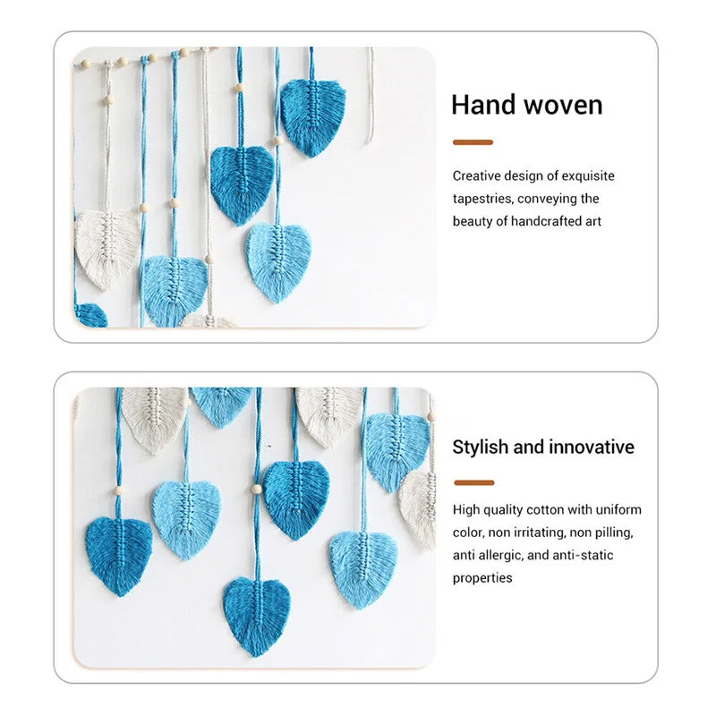 Hemasa Nordic Macrame Handmade Leaf Tapestry Wall Hanging